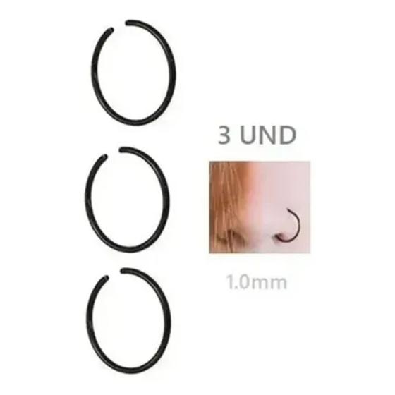 Imagem de Piercing Nariz Argola Pressão Antialérgico - Kit com 3 un