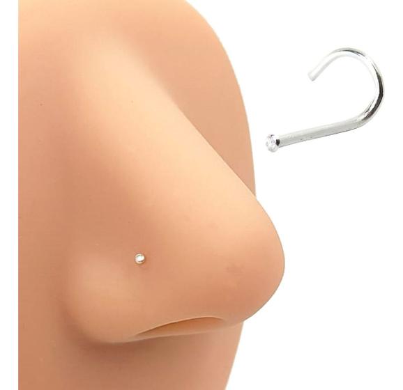 Imagem de Piercing Nariz Nostril Ponto Luz Pedrinha Pequena 1mm Prata