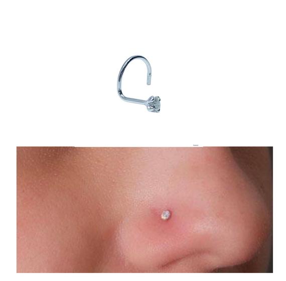 Imagem de Piercing Para Nariz Prata Pura 925 Com Zircônia