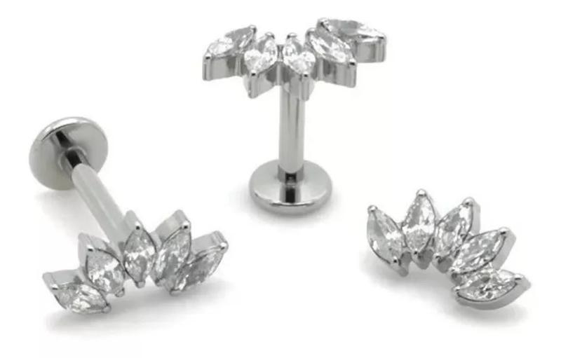 Imagem de Piercing Para Orelha Com Pedra Cristal Cluster Titânio