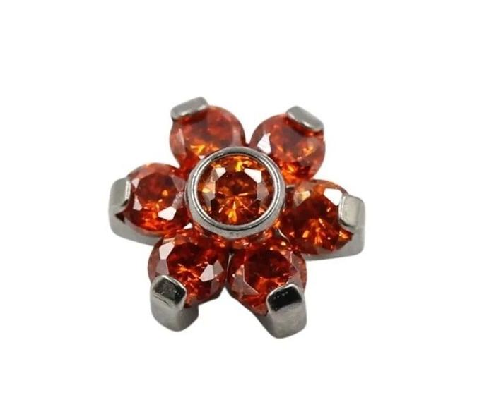 Imagem de Piercing Para Orelha Flor Com Pedra Cristal Em Titânio