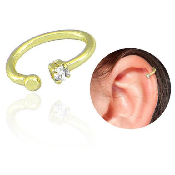 Imagem de Piercing PRI Style Fake De Orelha Folheado A Ouro 18K Antialérgico Com Zircônia BSPRI4095