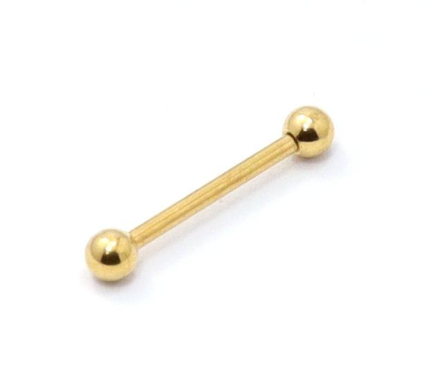 Imagem de Piercing Reto Microbell em Aço Cirúrgico PVD Dourado