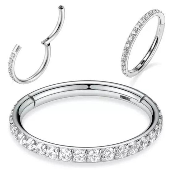 Imagem de Piercing Titânio Argola Click Cravejada