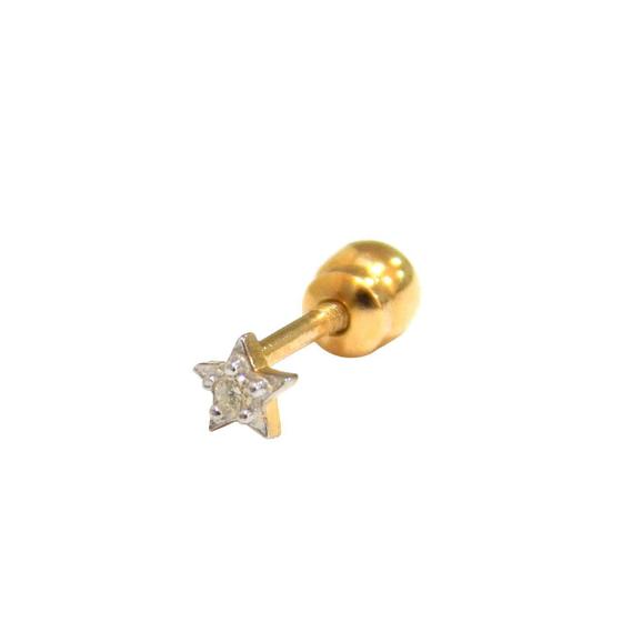 Imagem de Piercing Tragus Em Ouro 18k Estrela Com Brilhante Helix