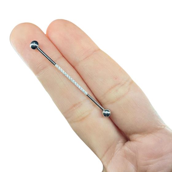 Imagem de Piercing Transversal com Zircônia Aço Cirúrgico