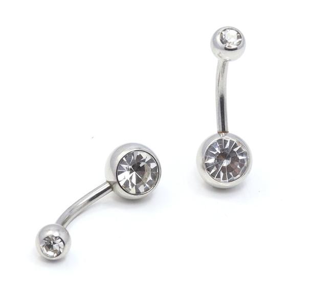 Imagem de Piercing Umbigo Aço Cirúrgico com 2 Pedras Zircônias