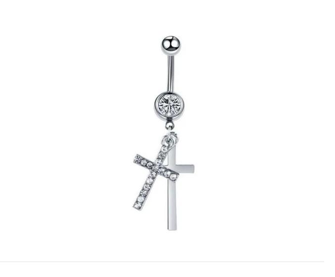 Imagem de Piercing Umbigo Crucifixo Cruz Aço Cirúrgico