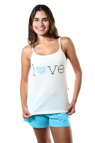 Imagem de Pijama 100% Algodão Curto Feminino Alça Verão Love