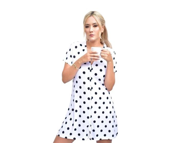 Imagem de Pijama Adulto Feminino Camisão Camisola Aberta Botões Frontais Liganete