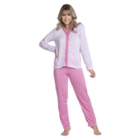 Imagem de Pijama Amamentação Longo Com Botão Aberto Pós Parto