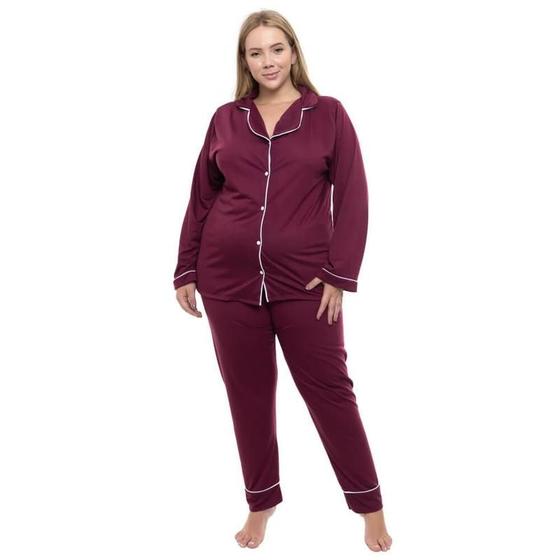 Imagem de Pijama Americano Longo Sepie 620  Plus Size Vermelho