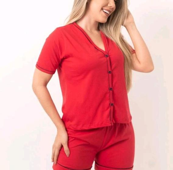 Imagem de Pijama baby doll feminino blusa com botões e short confortável