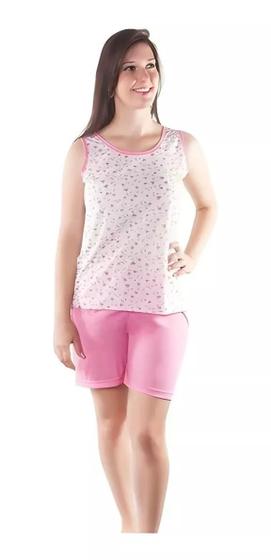 Imagem de Pijama Bermuda Feminino Adulto Regata Poliéster Viscose