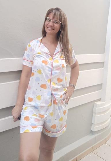 Imagem de Pijama Blusa manga curta e Shorts Américo Feminino estampado em malha fria Tamanho M