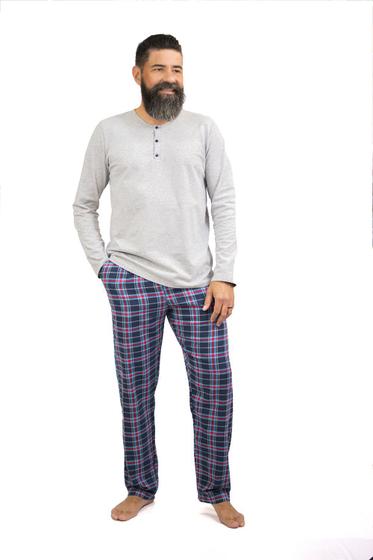 Imagem de Pijama Bumabei Blusa Malha E Calça Flanela Azul