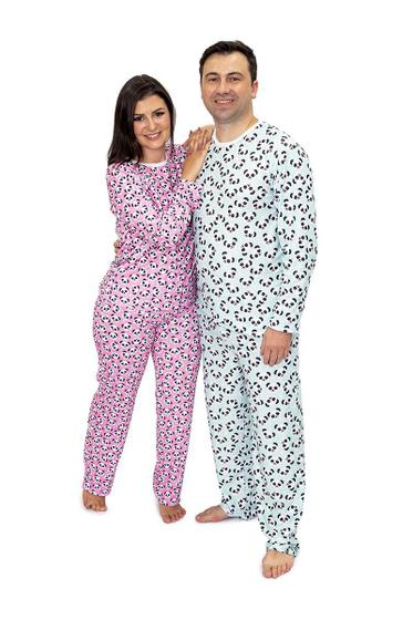 Imagem de Pijama Casal Longo Divertido Pandinhas