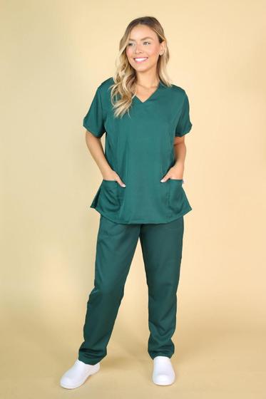 Imagem de Pijama Cirúrgico Tradicional Scrub Privativo Enfermagem Odonto Veterinaria VERDE ESCURO,P