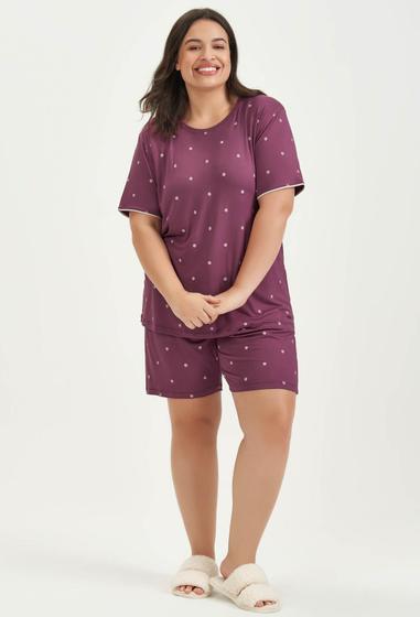 Imagem de Pijama Curto Bermuda Viscolycra Plus Size Cor Com Amor