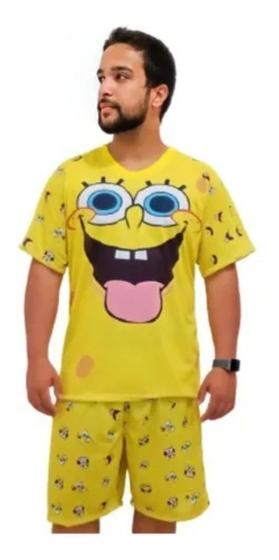 Pijama Curto Masculino Bob Esponja (adulto Infantil) Menor preço em Pijama Curto Masculino Bob Esponja (adulto Infantil)