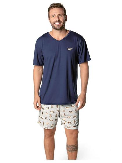 Imagem de Pijama Curto Masculino Plumbo Demillus 220806 Malha/ Viscose