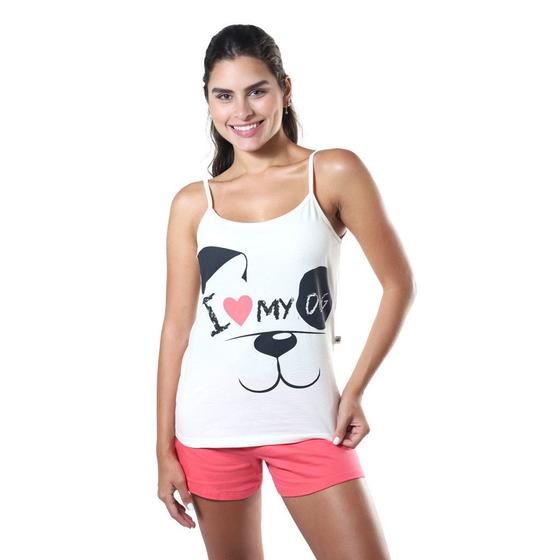 Imagem de Pijama De Alça Verão Feminino Alça Dog 100% Algodão