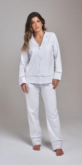 Imagem de Pijama De Frio Feminino Fechado Malha Em Algodão Sustentável