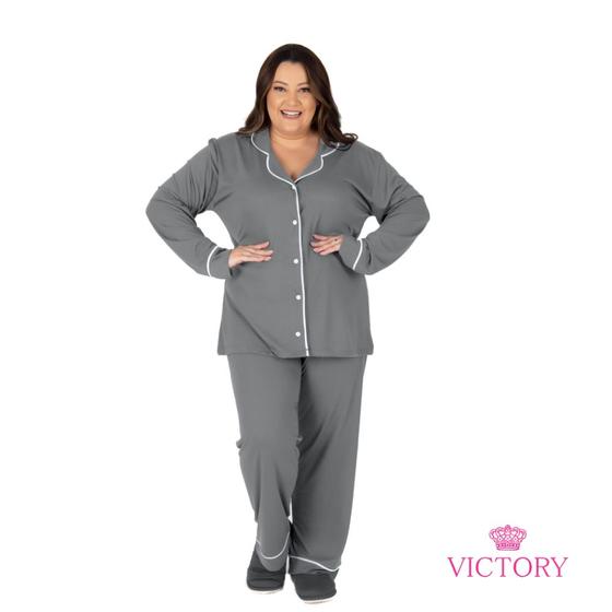 Imagem de Pijama De Frio Feminino Plus Size Roupa De Dormir Tamanhos Especiais Modelo Americano Grande