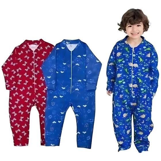 Imagem de Pijama de Inverno Macacão Masculino Soft com Zíper 4 ao 14