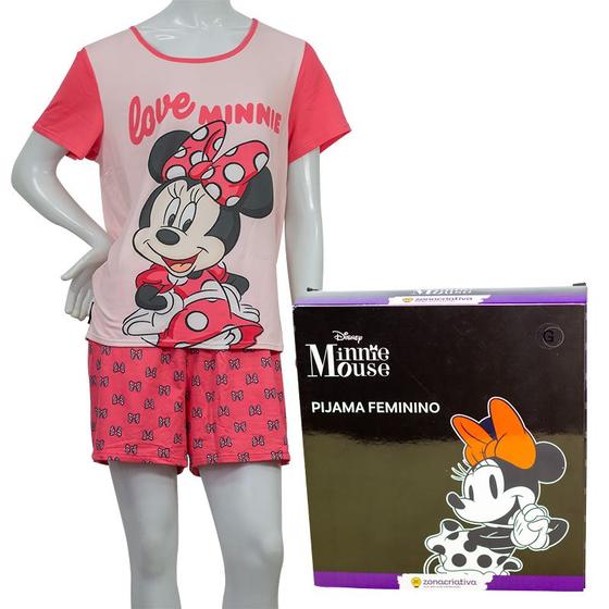 Imagem de Pijama de Verão Camiseta e Short Minnie Mouse Disney Tamanho M 10073357 - Zona Criativa