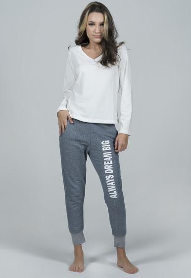 Imagem de Pijama Feminino Adolescente Inverno Gola V Longo