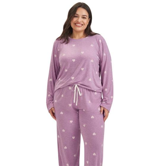 Imagem de Pijama Feminino Calça Manga Longa Cor Com Amor