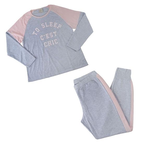 Imagem de Pijama Feminino Danka Longo Mescla Claro Rosa - 8593