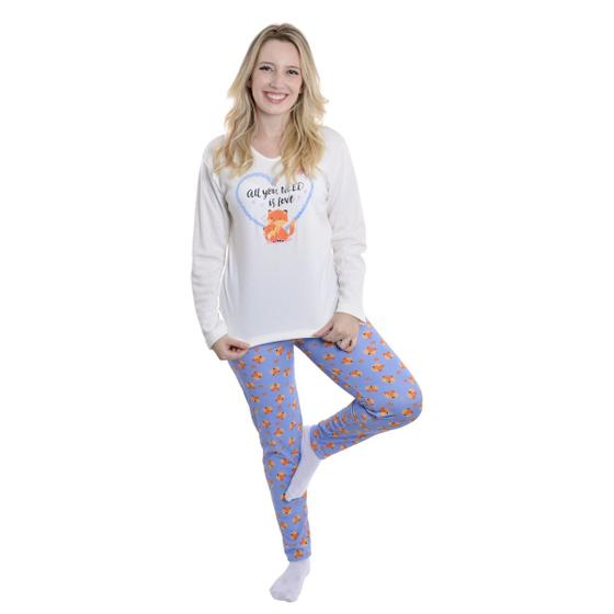 Imagem de Pijama feminino de inverno canelado Sweet Victory