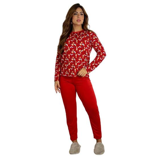 Imagem de Pijama Feminino Estampado Manga Comprida Outono Inverno