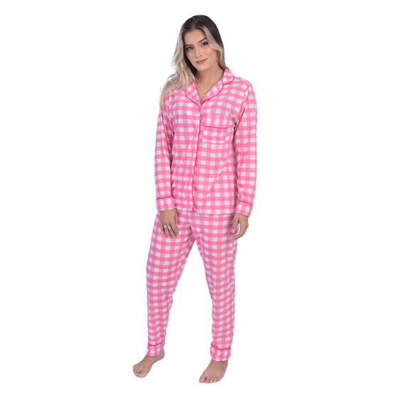 Imagem de Pijama Feminino Inverno Adulto Americano Longo de Frio Malha