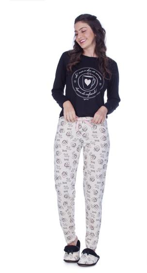 Imagem de Pijama Feminino Inverno Estampa Café