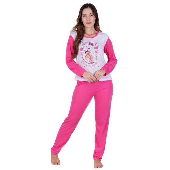 Imagem de Pijama Feminino Inverno Estampado de Frio Calça e Manga Longa Feminino Gaby