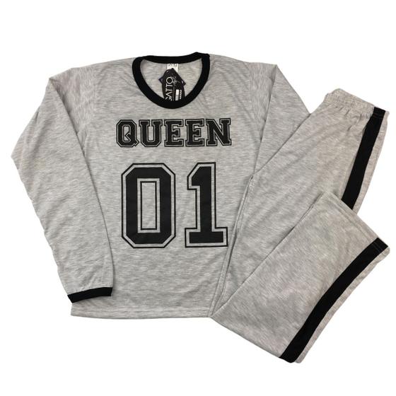 Imagem de Pijama Feminino Inverno Malha Fria PV Calça Manga Longa Queen 01