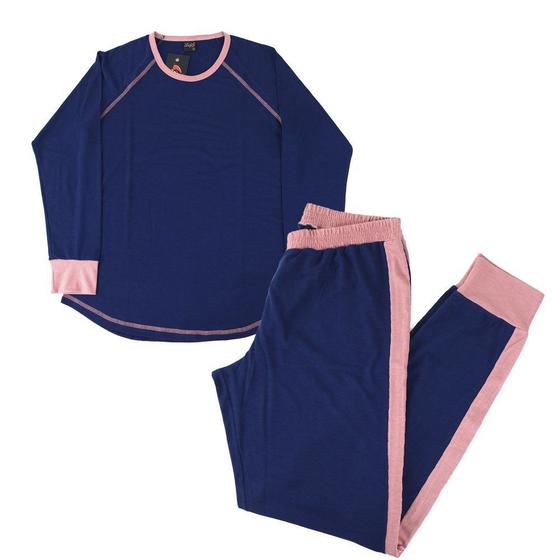 Imagem de Pijama Feminino Lezi Longo Strech Azul - 3008