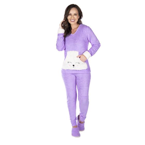 Imagem de Pijama Feminino Longo Adulto Plush Quente Inverno Victory