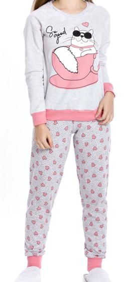 Imagem de Pijama Feminino M.longa Moletinho Flanelado Nº 12 Ao 16