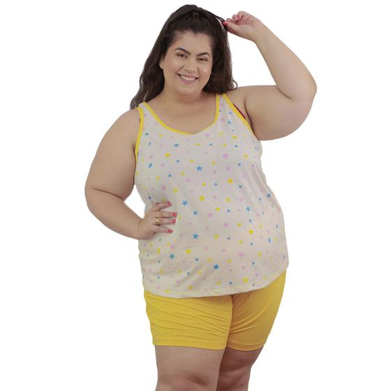 Imagem de Pijama Feminino Plus Size algodão Short, Regata Bata G6,G7,G8,G10