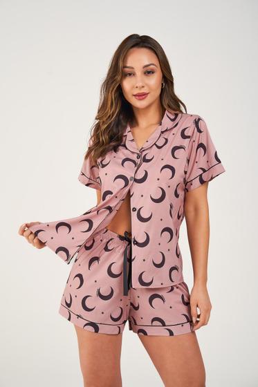 Imagem de Pijama Feminino Toque De Seda Americano Luar