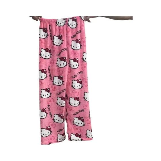 Imagem de Pijama Feminino Y2K Kawaii Hello Kitty - Flanela Quente, Desenho Animado