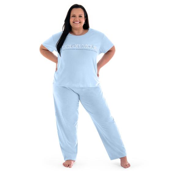 Imagem de Pijama Feminino Zee Rucci Manga Curta Com Calça Plus Size