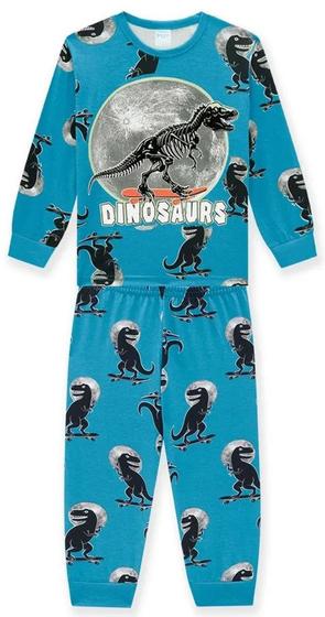 Imagem de Pijama Infantil Blusa Manga Longa e Calça Brilha no Escuro Dinossauro - Kyly