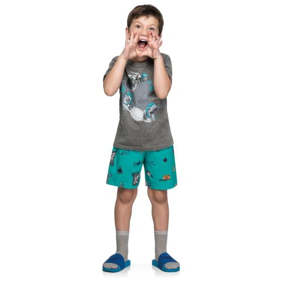 Imagem de Pijama Infantil Camiseta e Bermuda Verão T Rex Space 12031 - Elian