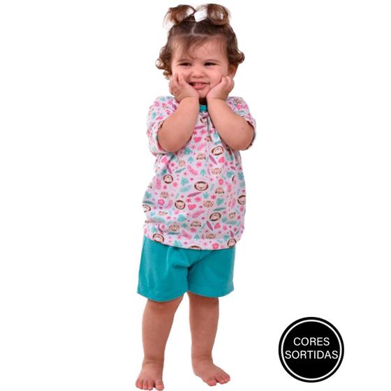 Imagem de Pijama Infantil Curto Vekyo Modas Menino e Menina Baby Doll Bebê Estampado Verão Roupa de Dormir