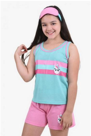 Imagem de Pijama Infantil de unicornio com listras